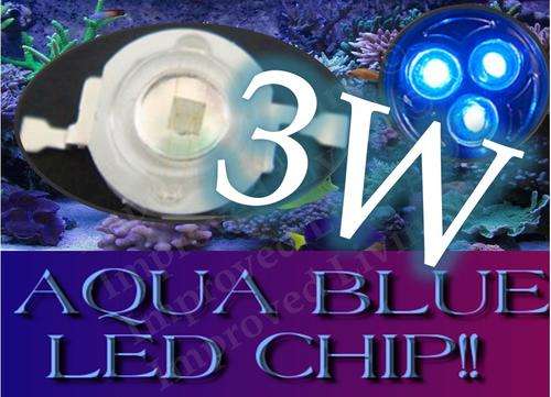 3W Aqua BLUE LED chip - 450 - 460nm - Perfect for grow lights & reefkeeping -FREE SHIPPING OPTION