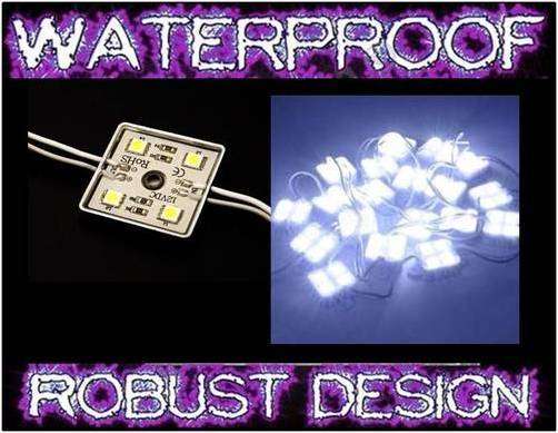 5050  Waterproof Cool White LED blocks *4LEDs * Eyeball blistering goodness! (8000 - 11000K!!)