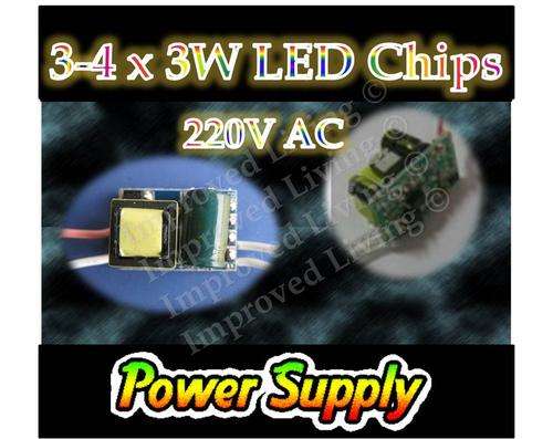 3-4 x 3W  220V AC LED Chips  power supply - constant current LED driver - FREE SHIPPING OPTION