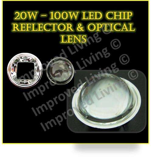Reflector & Optical lens for Improved Living 20W - 100W floodlight chips - FREE SHIPPING OPTION