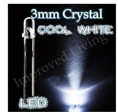 3mm LED HI - Bright COOL WHITE Crystal Clear LED Light Lamp  ***Lovely glowy goodness***