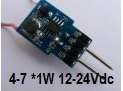 Intelligent 12-24Vdc dimmable led chip power supply  4-7 x 1W with temp & overload protection.