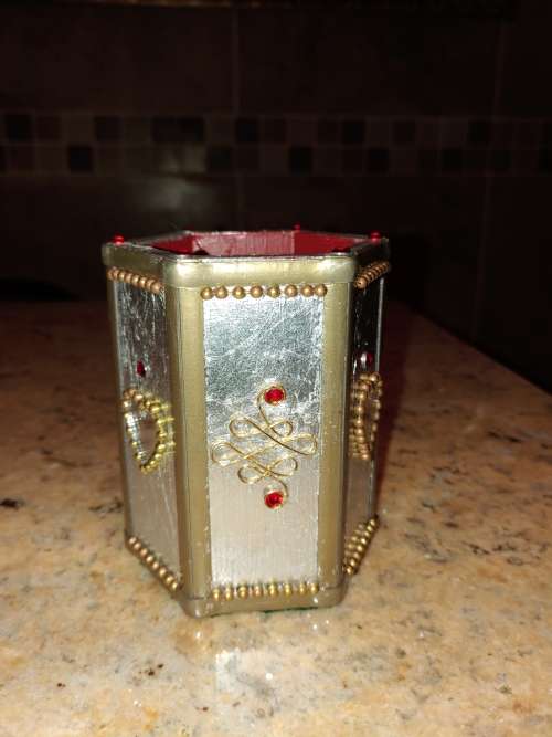 Silver gilded bling pen/ anything holder: CS. SALE - WAS R400