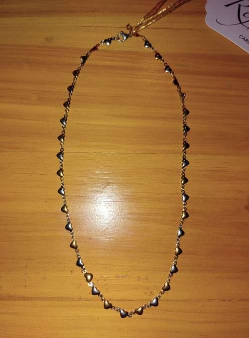 Stainless Steel hearts chain - silver and gold SN14