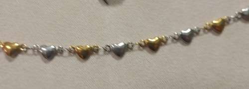 Stainless Steel hearts chain - silver and gold SN14