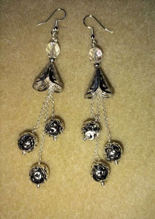Long ball earrings, St Silver hooks. E86