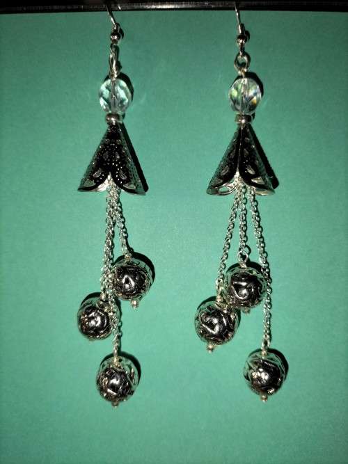 Long ball earrings, St Silver hooks. E86