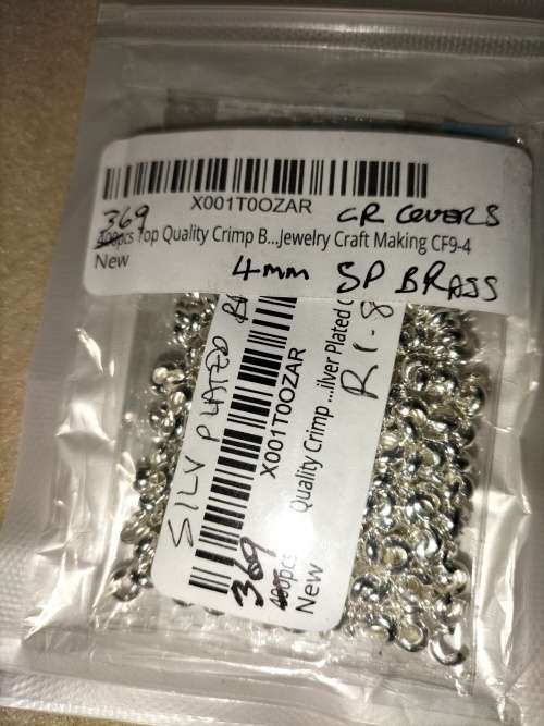 SALE: 4mm silver-plated brass crimp covers / 369.