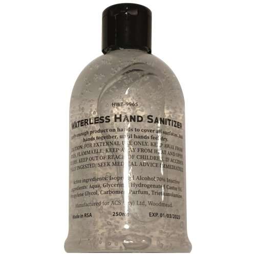 250ML MSDS Approved Gel Hand Sanitiser - 70% Alcohol