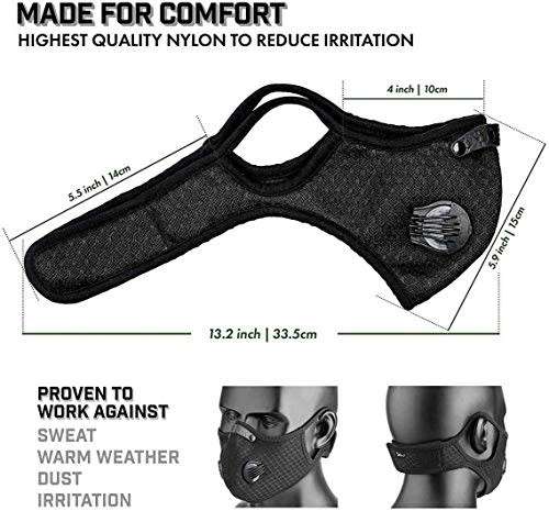 NEOPRENE DUAL VALVE SPORTS MASK WITH 2 FREE FILTERS