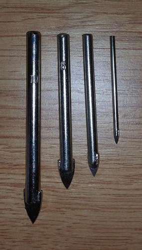 Glass and Tile drills (3mm, 6mm, 8mm and 10mm)
