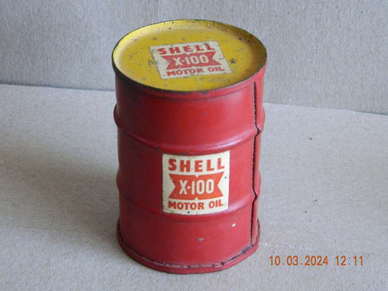 SHELL -  MINATURE 200 LITRE SHELL X-100 MOTOR OIL