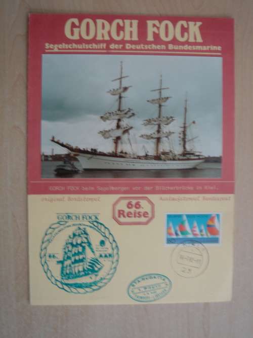 1982 - Maritime - Gorch Fock 66th Voyage Folder with MiNr 1132 stamped