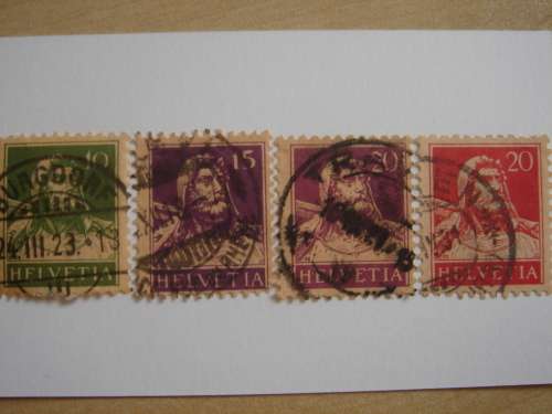 1910 Helvetia - Wilhelm Tell 10,15,20 (violet + red) used stamps