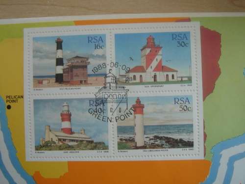 1988 RSA - Lighthouses Block of 4 stamps on FDC