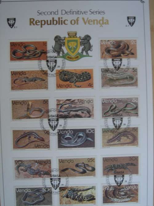 1986 Venda Reptiles & Snakes 17 stamps on sheet