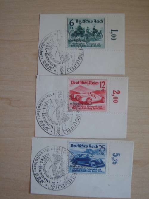 1939 Deutsches Reich MiNr 695-697 stamped at Nuerburgring (Eifel)