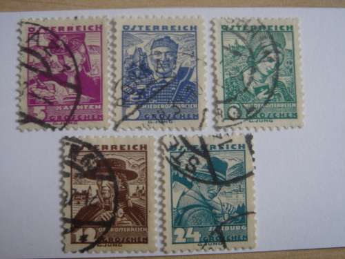 1934 Austria - Provincial Costumes 5,6,8,12,24 g used stamps