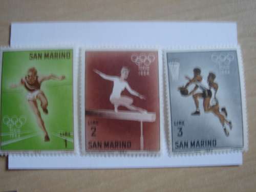 1964 San Marino - Olympic Games Tokio 1,2,3 Lire MNH