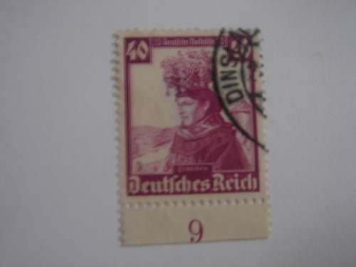 1935 Deutsches Reich Mr.Nr 597 used, stamped with border (UR)