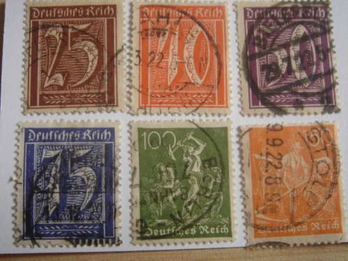 1921 Deutsches Reich MiNr 180,182,183a,185,187a,189 used, stamped