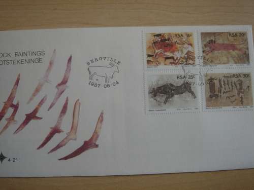 1987 RSA - Rock Paintings 4 stamps on FDC