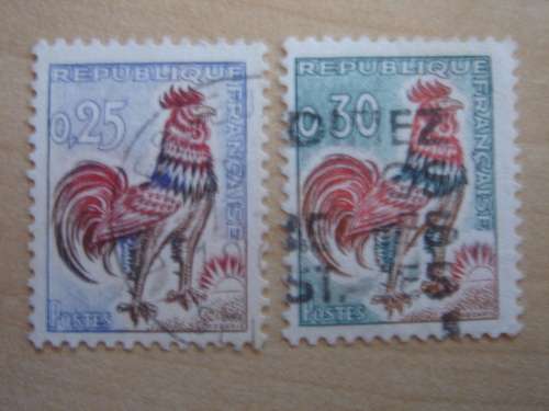 1962 France - Le Coq Gaulois 0,25 et 0,30 used, stamped