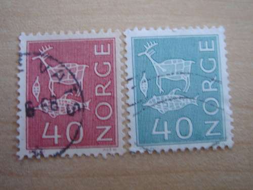 1962 Norway 40 Oere different colors used, stamped