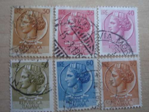 1953 Italia - Coin of Syracuse 30, 35, 40, 50, 60, 80 used, stamped