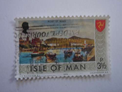 1973 Isle of Man 3 1/2 p Port St. Mary used, stamped