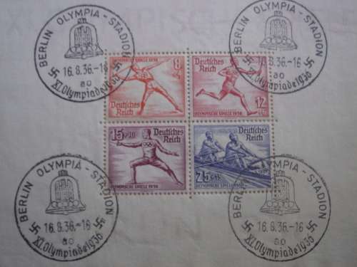1936 Deutsches Reich MiNr 628-631 in Olympics Block 6 used, stamped