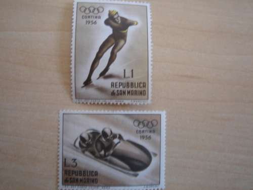 1955 San Marino - Winter Olympics Cortina 1956 L. 1 + L. 3 MNH