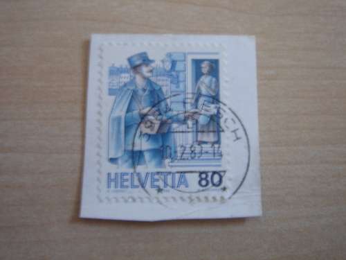 1986 Helvetia - Postman 80 on postal item, stamped