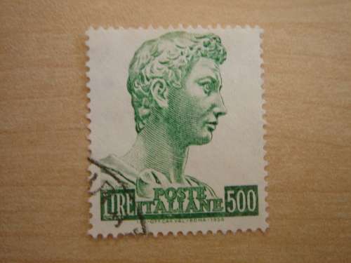 1957 Italia - St. George (after Donatello) L. 500 used, stamped