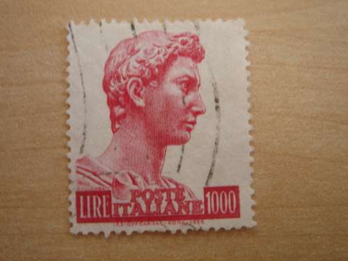 1957 Italia - St. George (after Donatello) L. 1000 used, stamped