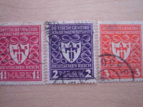 1922 Deutsches Reich MiNr 199a,200a,201 used, stamped