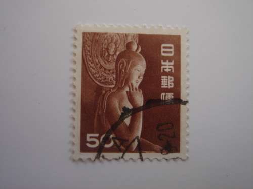 1950 Japan - Buddha Statue at Chugu Temple 50 Y used, stamped
