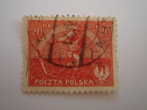 1921 Poland - Farmer 20 Mk. used, stamped