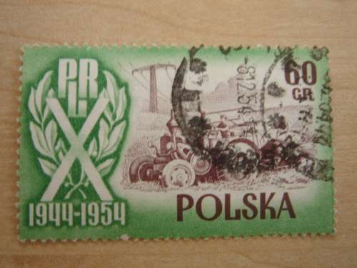 1954 Poland - Tractor and binder 60 GR used, stamped