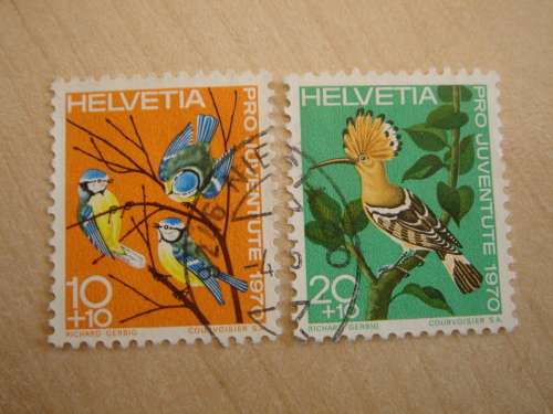 1970 Helvetia - Birds 10+10 and 20+10 used, stamped