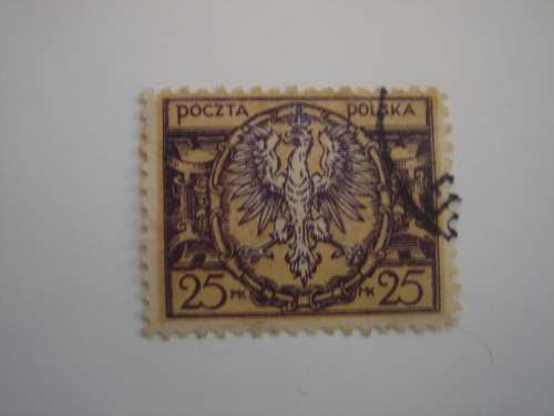 1921 Poland - Coat of Arms 25 MK used, stamped