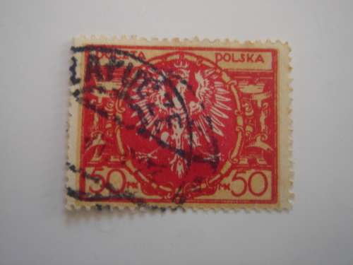 1921 Poland - Coat of Arms 50 MK used, stamped