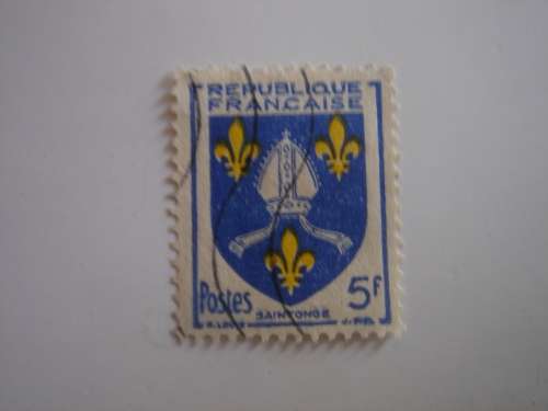 1954 France - Coat of Arms Saintonge 5 f used, stamped