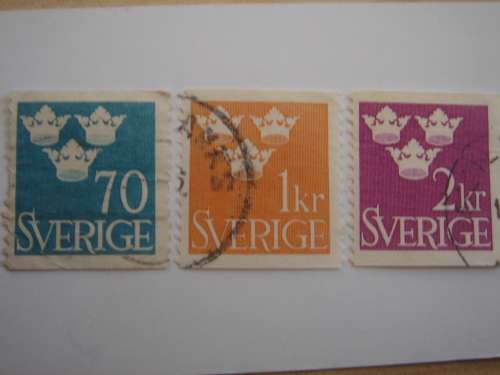 1939 Sweden Coat of Arms 70 Oere, 1,2 KR. used, stamped