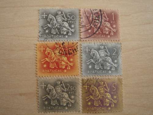 1953 Portugal - Templar Knights 50 CTVS, 1.00,1.50,2.00,2.50,5.00 ESC used, stamped