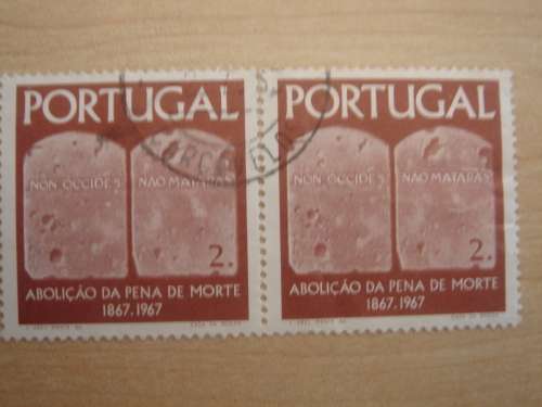 1967 Portugal - Abolicao da Pena de Morte 2.00 ESC. horizontal pair used, stamped