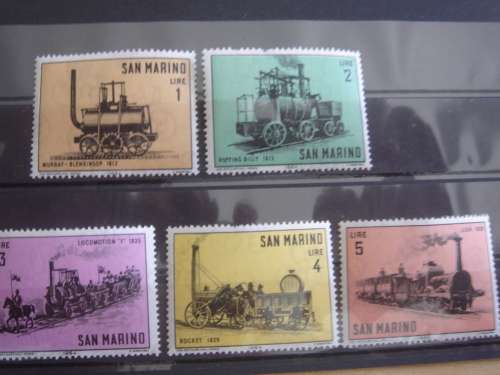 1964 San Marino - Old Locomotives 1,2,3,5 Lire MNH