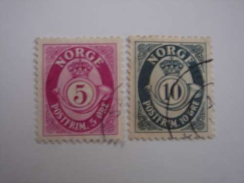 1937 Norway - Numerals 5 + 10 Oere used, stamped