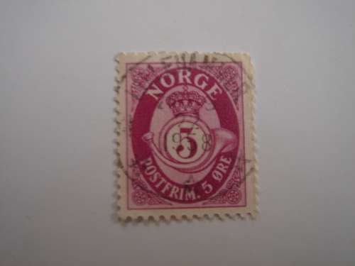1937 Norway Posthorn 5 Oere used, stamped
