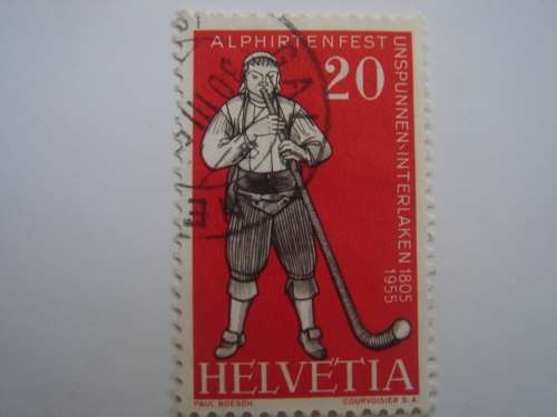 1955 HELVETIA Alphorn Blower 20 used, stamped